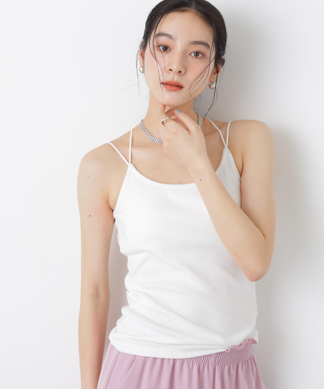 カップ付きバッククロスキャミソール 6696124311