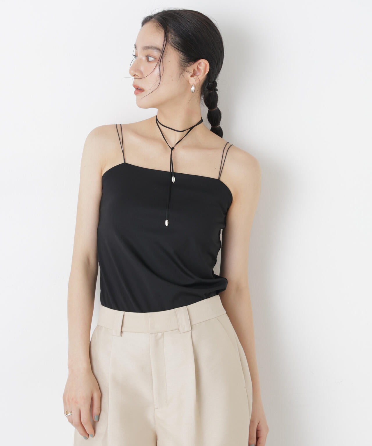 ストレッチポンチカップ付きベアトップキャミソール 6696124313