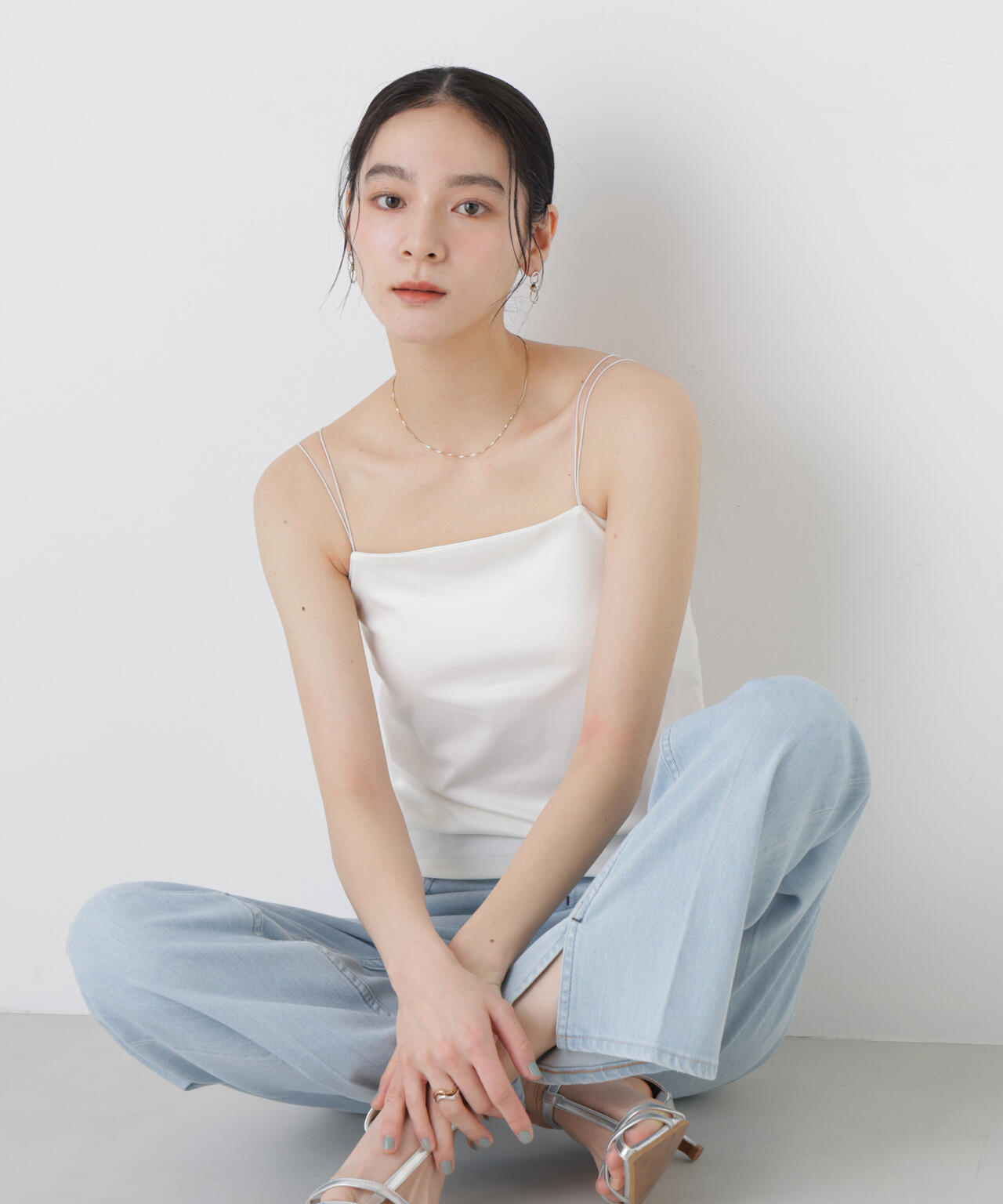 ストレッチポンチカップ付きベアトップキャミソール 6696124313