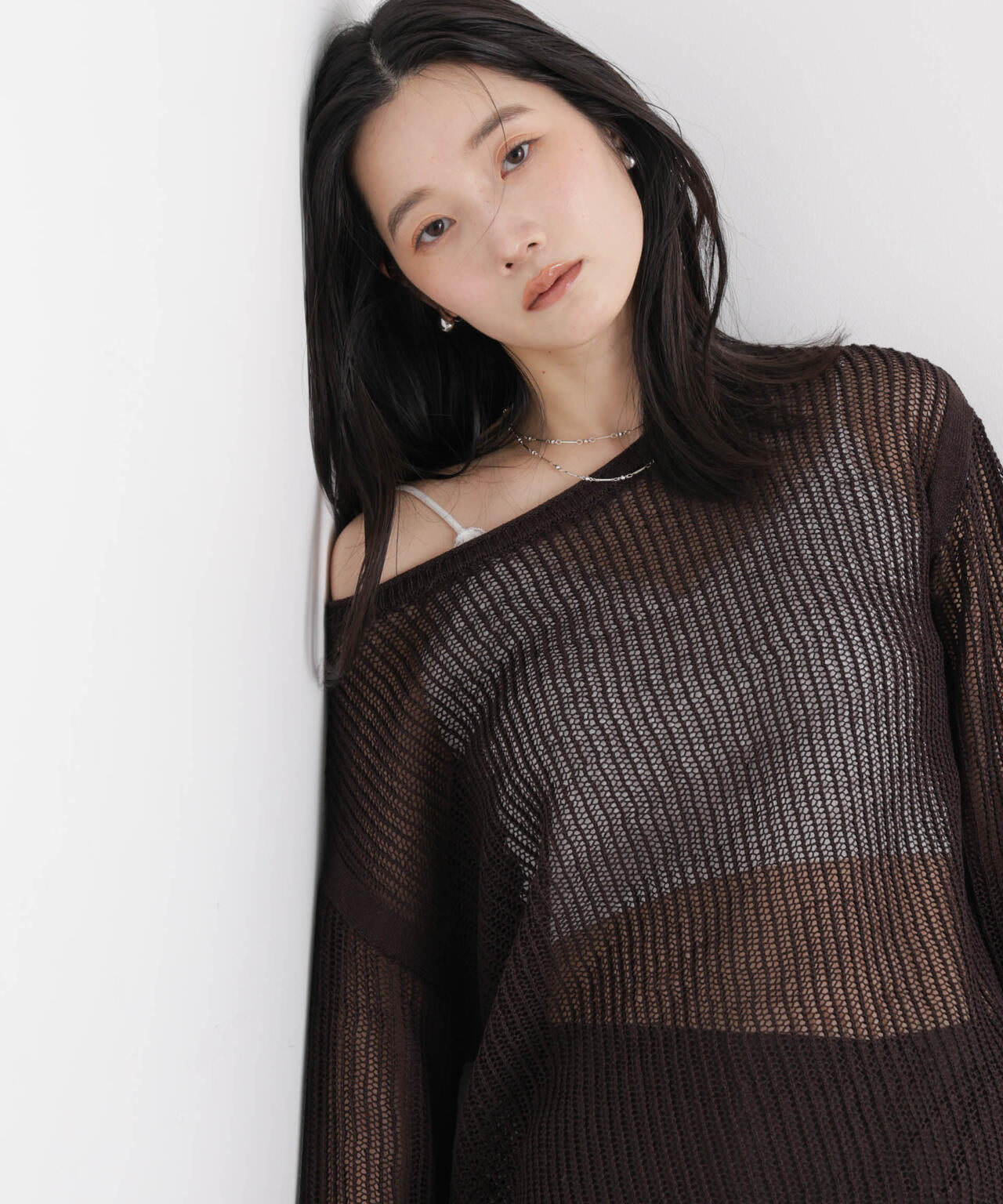 レース ジャガード カップ 取り外し クロップド キャミソール