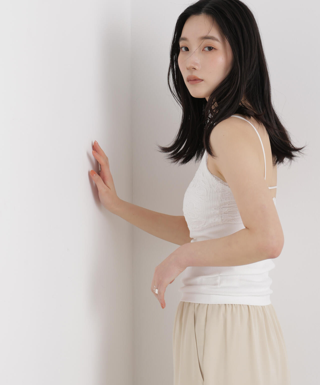 レース ジャガード カップ付き キャミソール