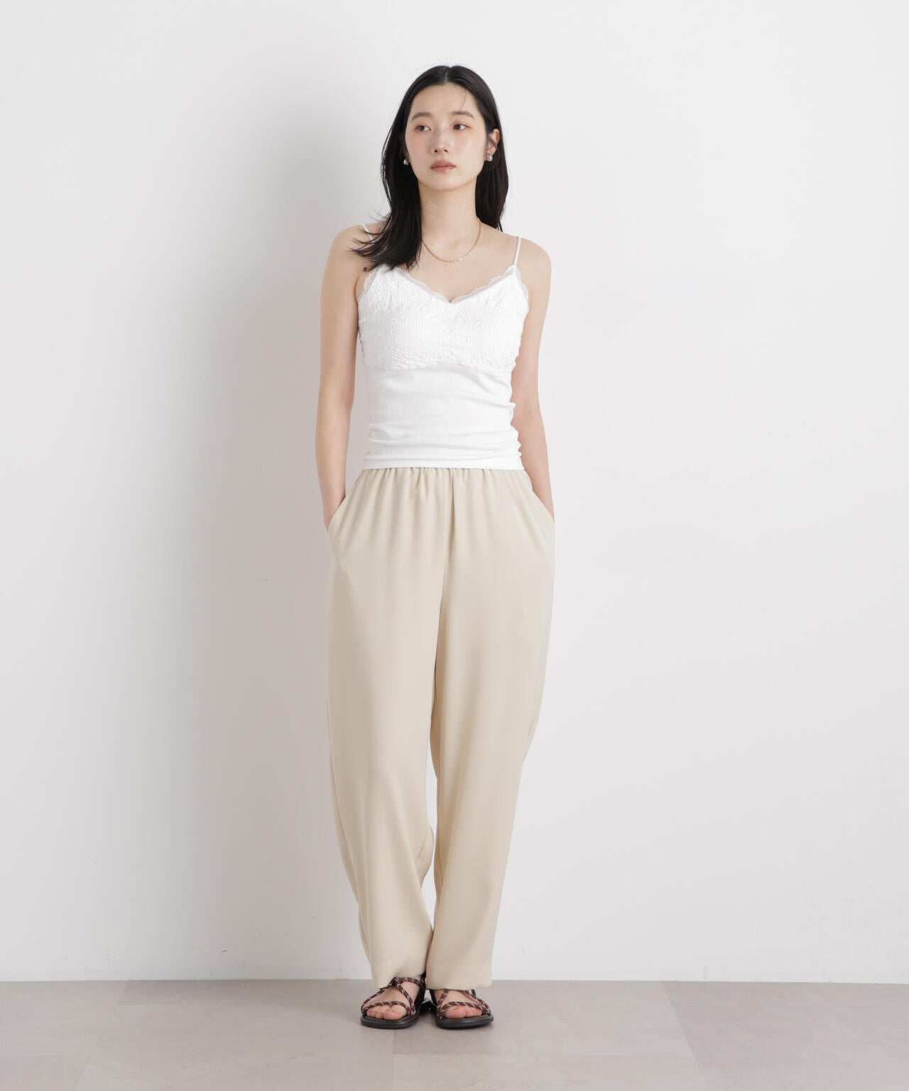 レース ジャガード カップ付き キャミソール