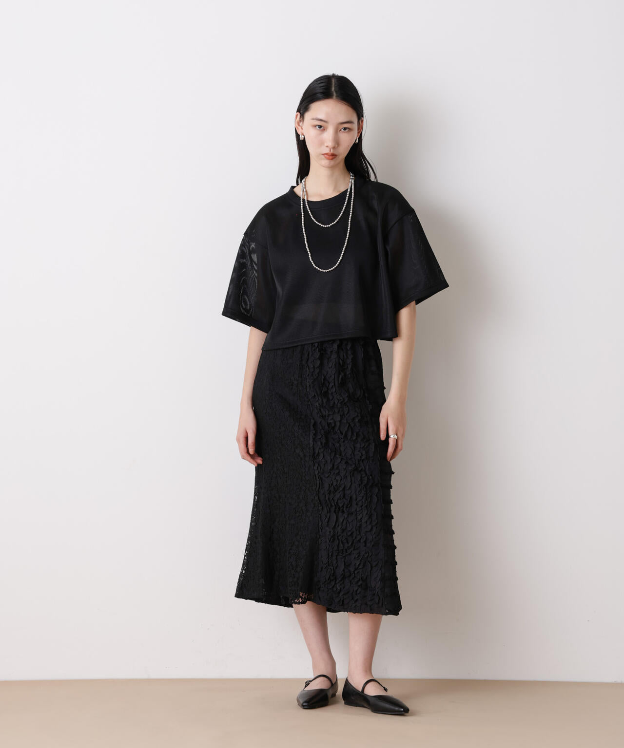 「STEVELOUR」シアーメッシュショートトップス(セットアップ可) 6696124319