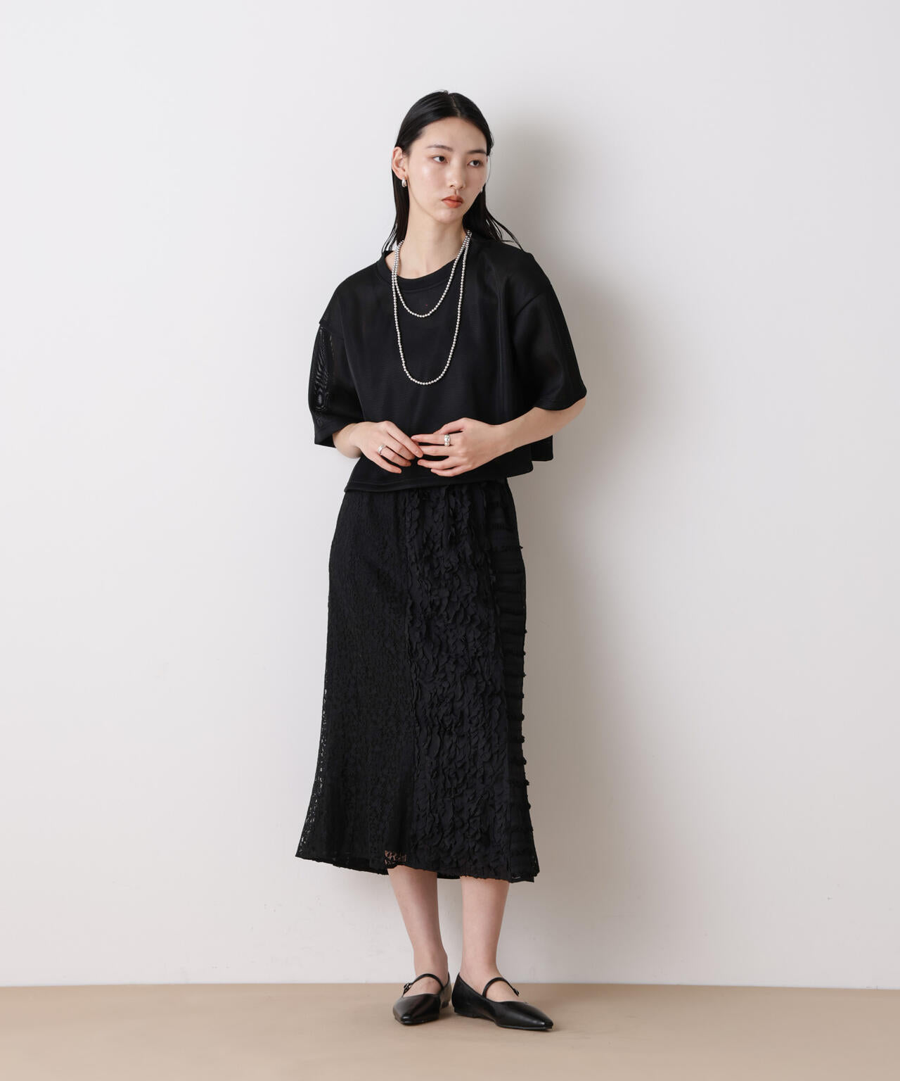 「STEVELOUR」シアーメッシュショートトップス(セットアップ可) 6696124319