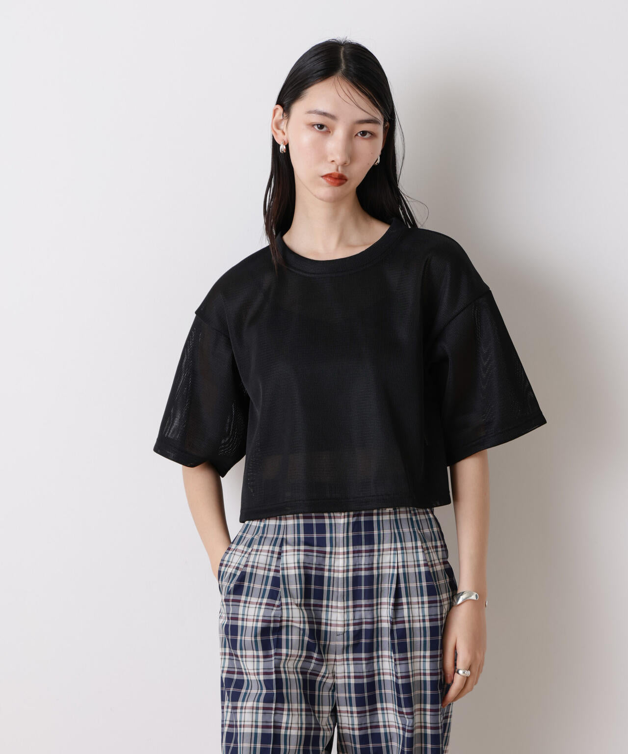 STEVELOUR」シアー メッシュ ショート トップス ( セットアップ 可)