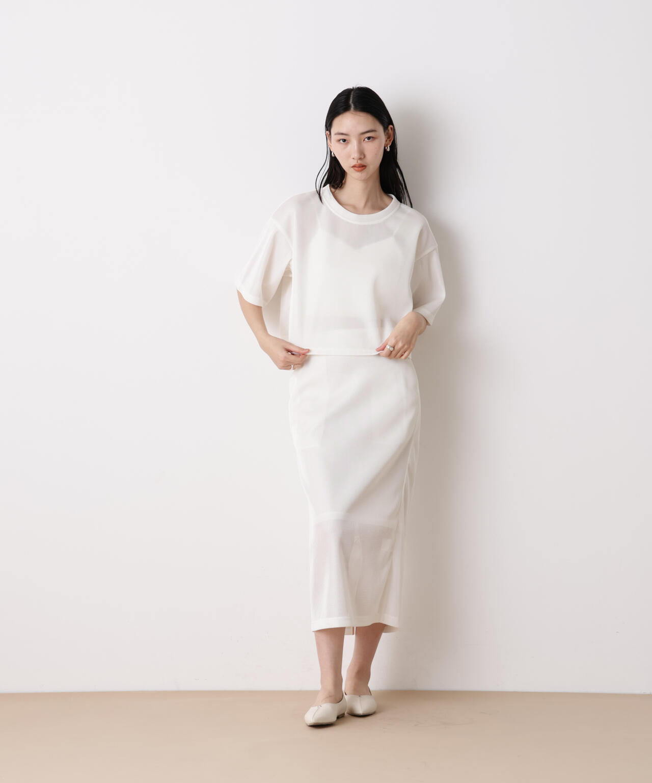 STEVELOUR」シアー メッシュ ショート トップス ( セットアップ 可)
