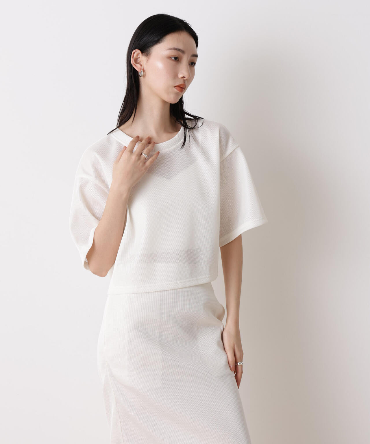 STEVELOUR」シアー メッシュ ショート トップス ( セットアップ 可)