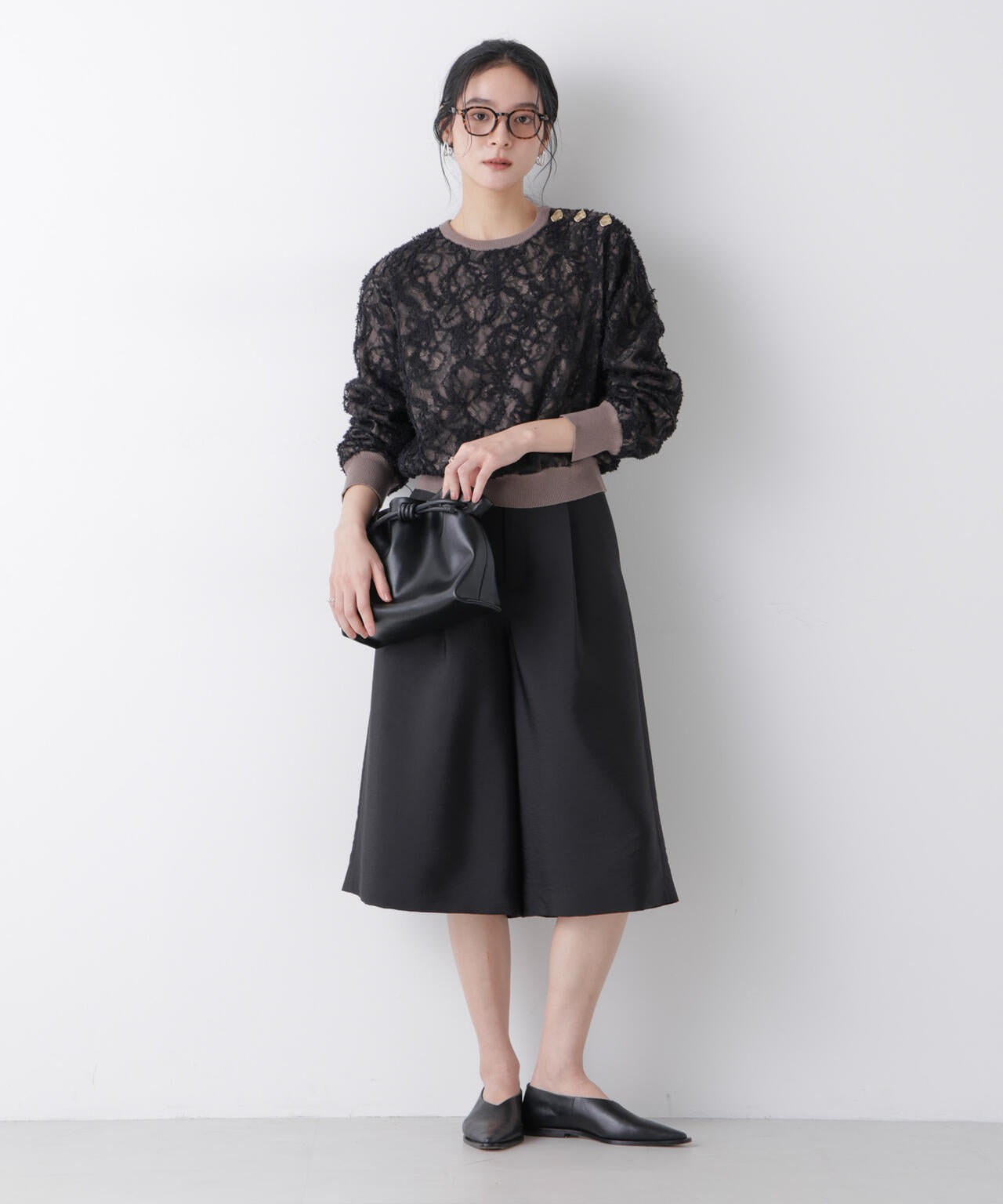 エアリーツイルボリュームキュロットパンツ 6696127304