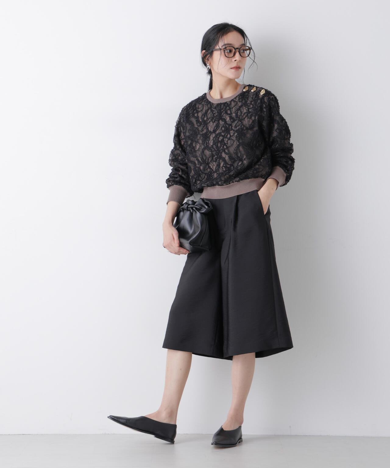 エアリーツイルボリュームキュロットパンツ 6696127304