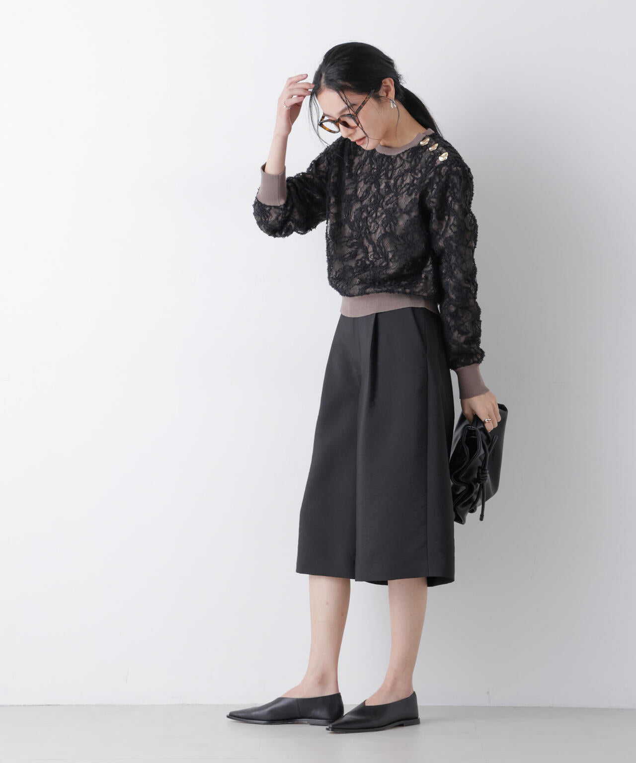 エアリーツイルボリュームキュロットパンツ 6696127304