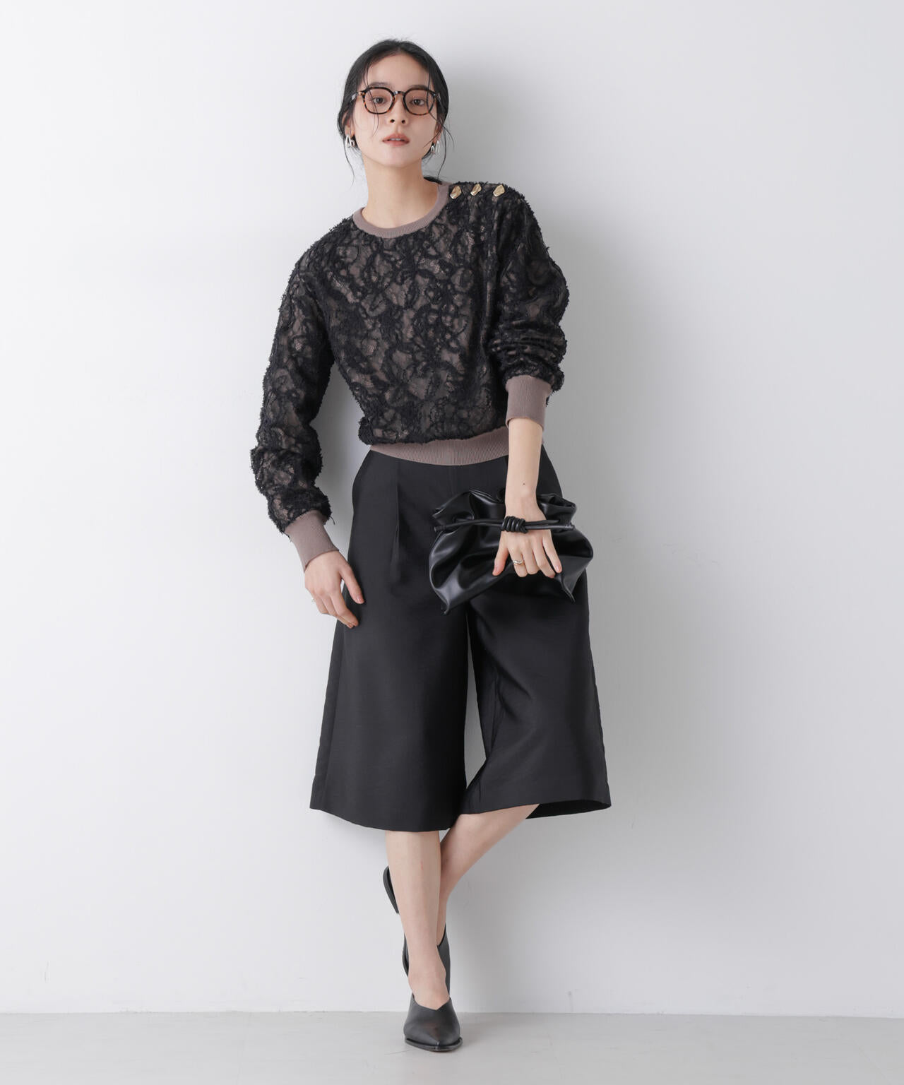 エアリーツイルボリュームキュロットパンツ 6696127304