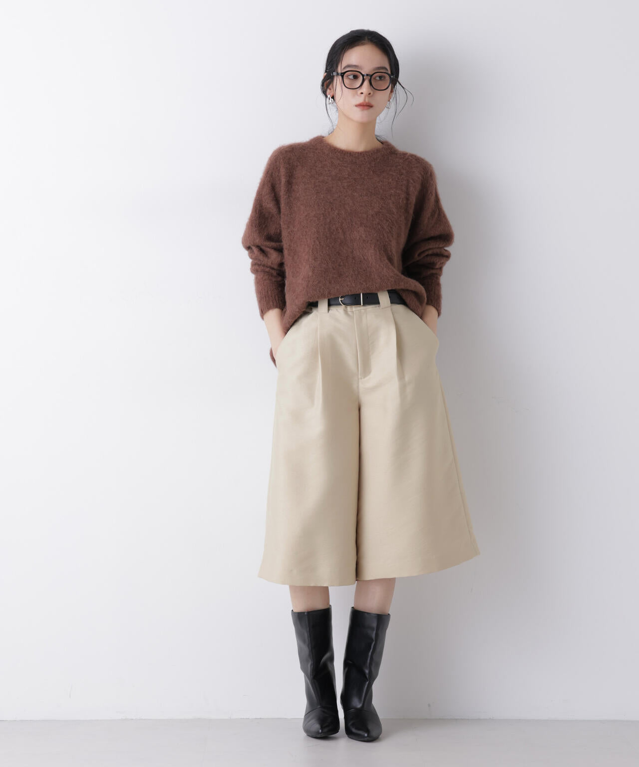 エアリー ツイル ボリューム キュロット パンツ
