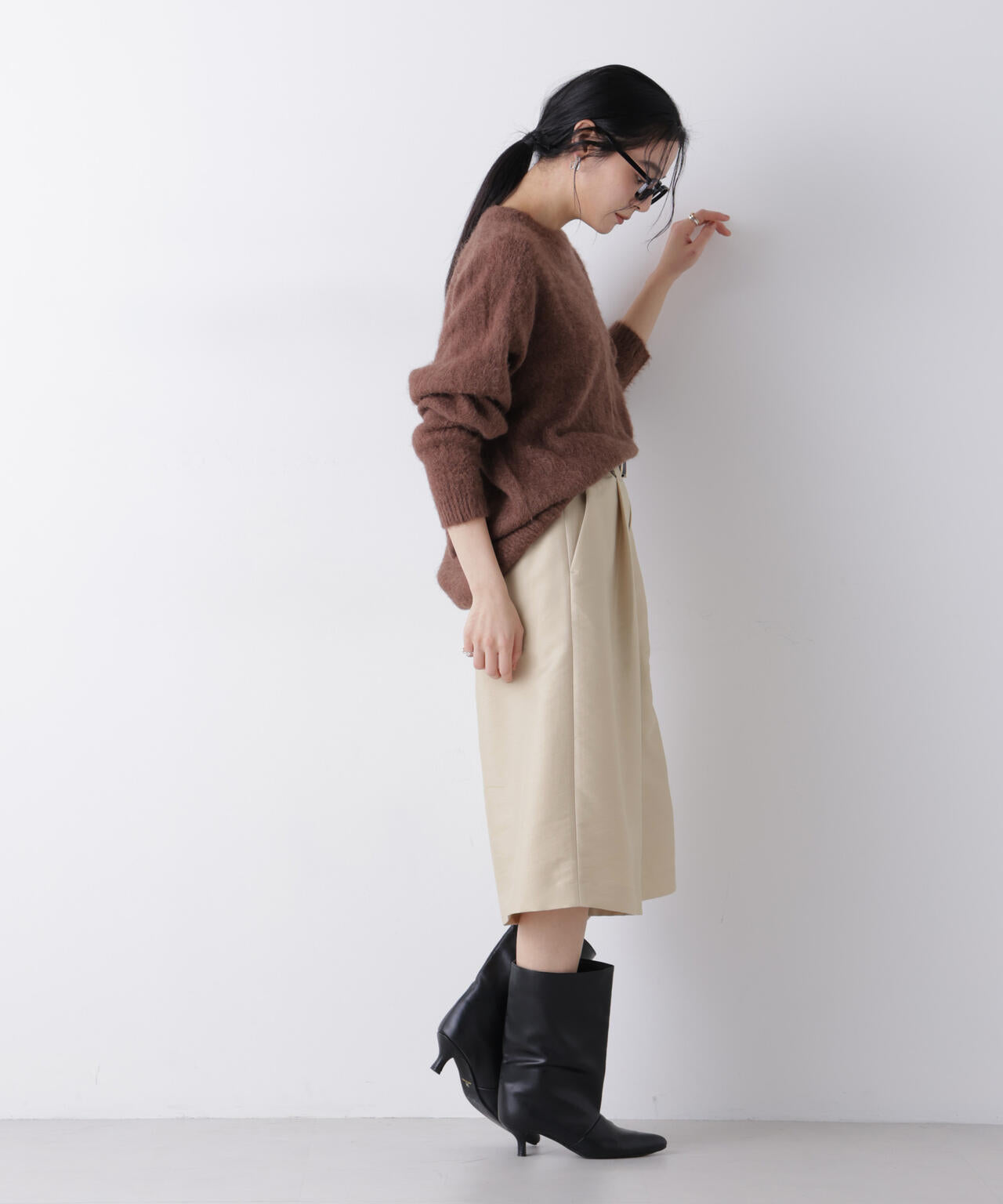 エアリー ツイル ボリューム キュロット パンツ