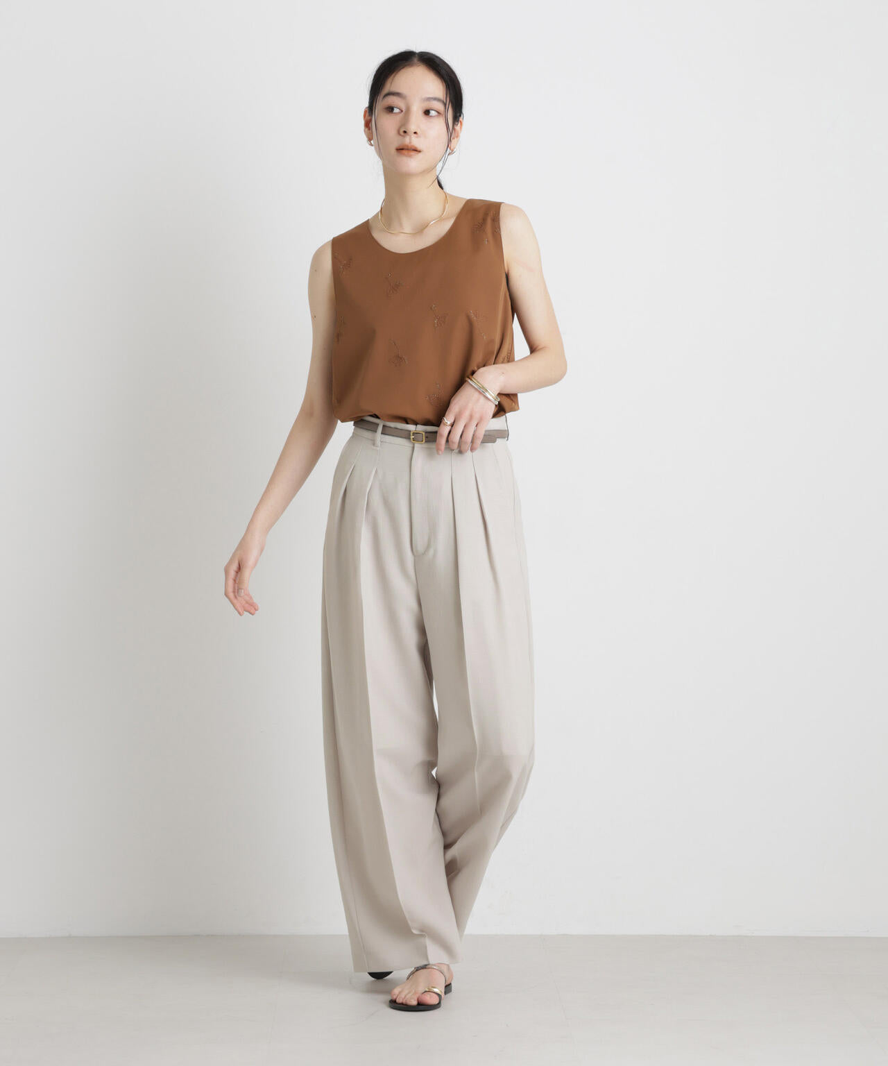 メランジドライ 2タックワイドパンツ(セットアップ可) 6696127305