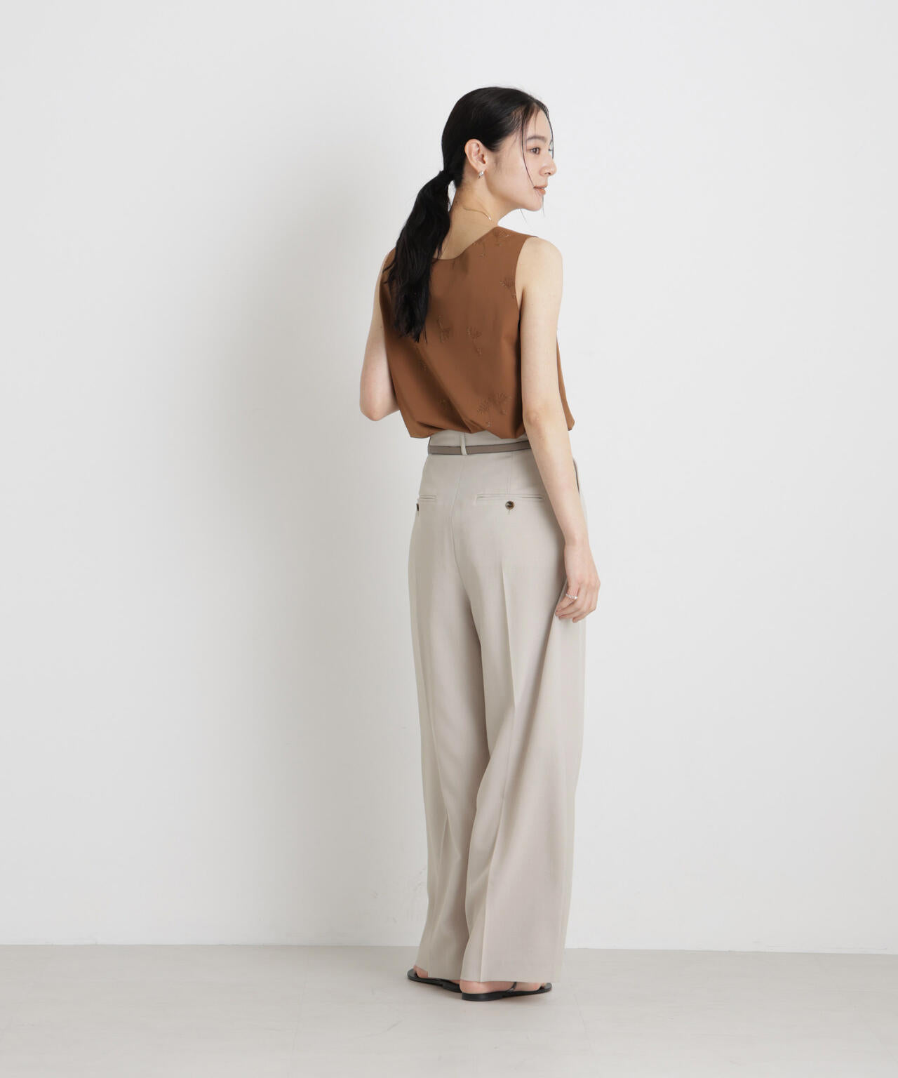 メランジドライ 2タックワイドパンツ(セットアップ可) 6696127305