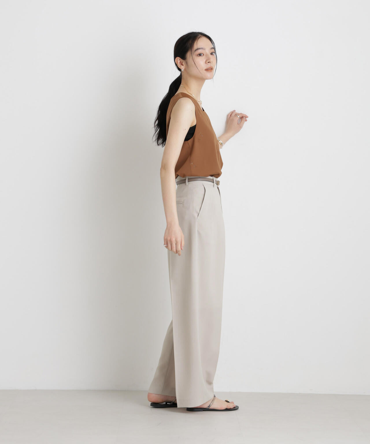 メランジドライ 2タックワイドパンツ(セットアップ可) 6696127305