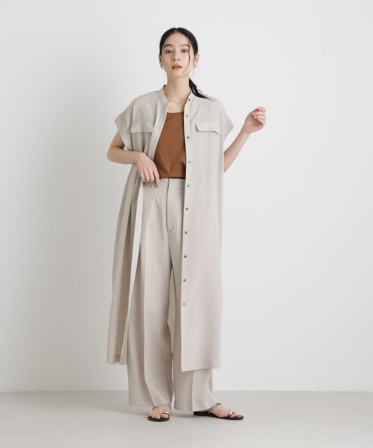 メランジドライ 2タックワイドパンツ(セットアップ可) 6696127305