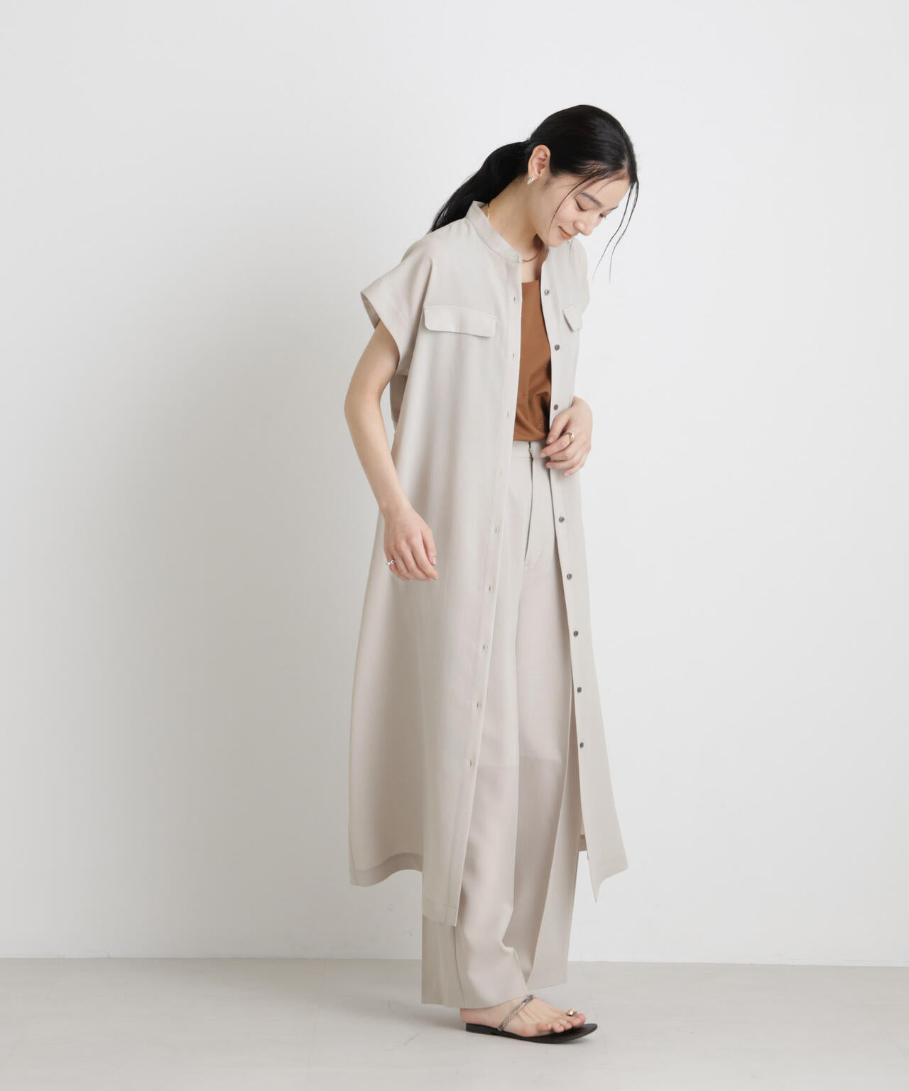 メランジドライ 2タックワイドパンツ(セットアップ可) 6696127305