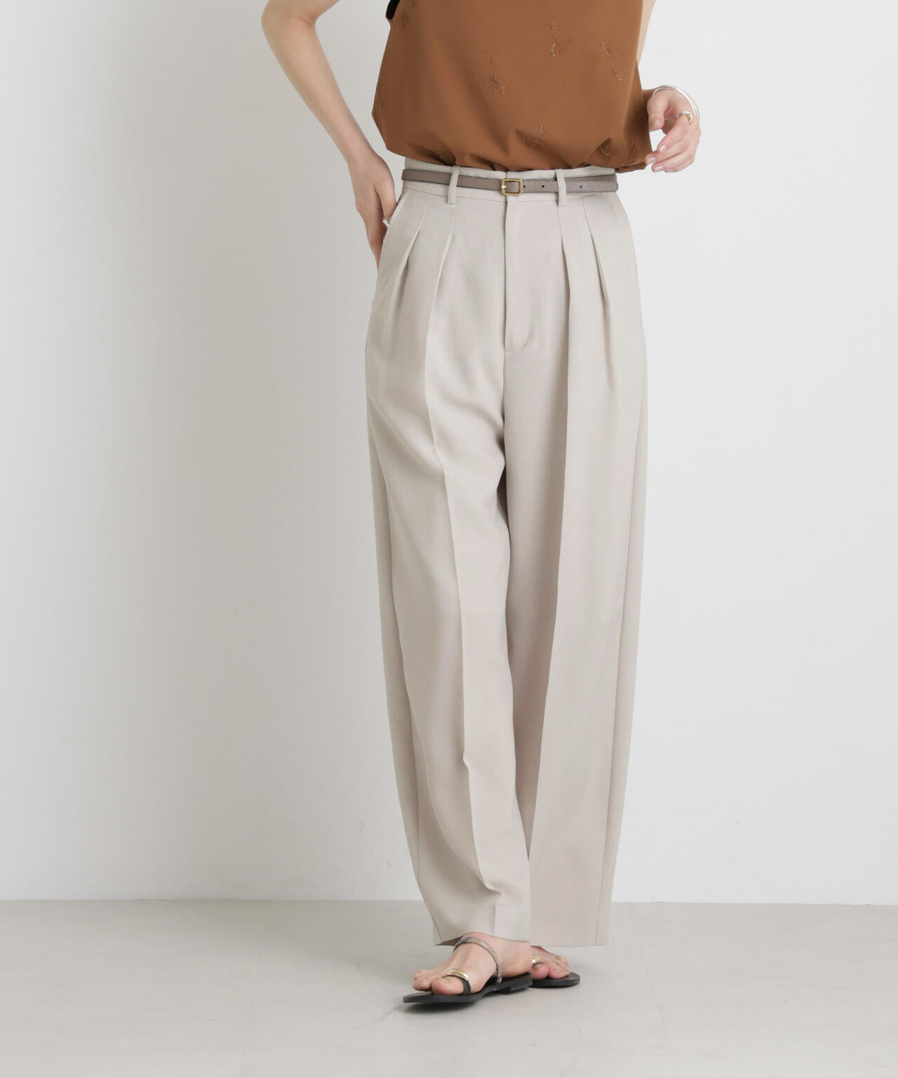 メランジドライ 2タックワイドパンツ(セットアップ可) 6696127305