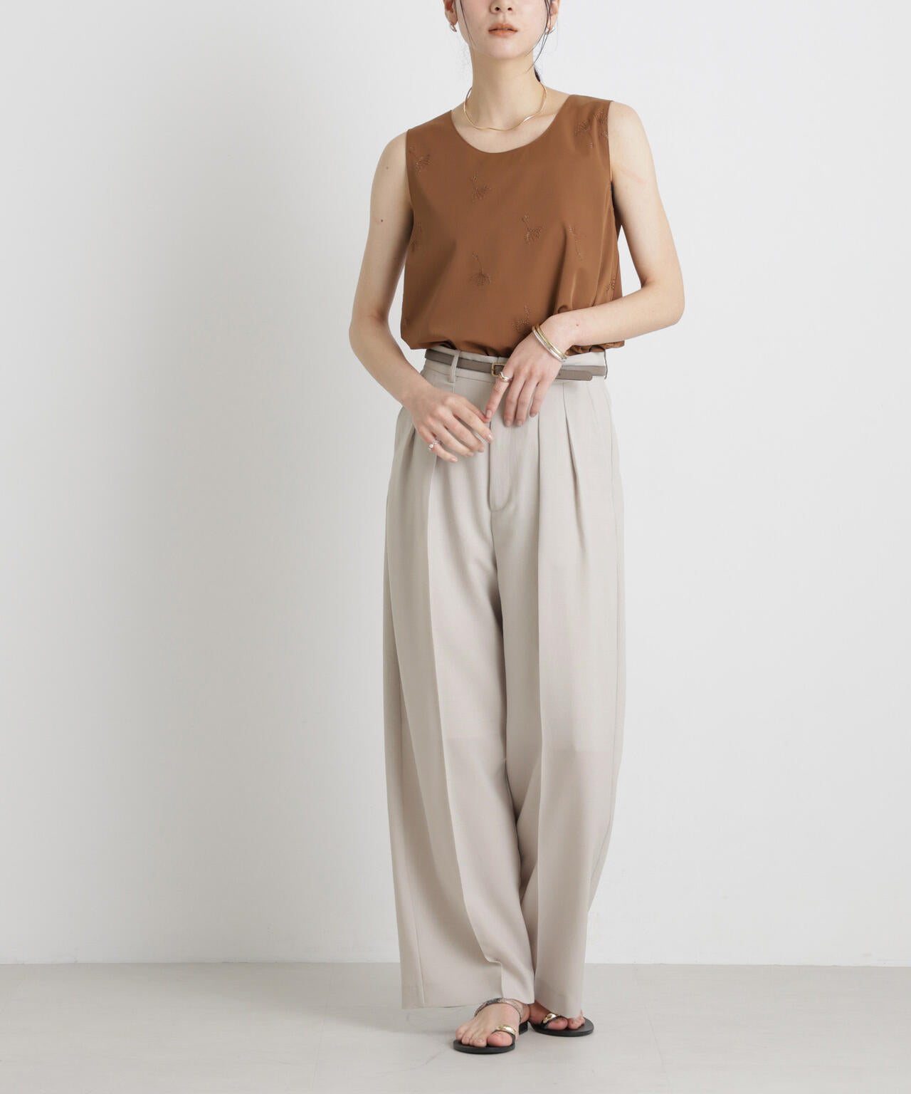 メランジドライ 2タックワイドパンツ(セットアップ可) 6696127305