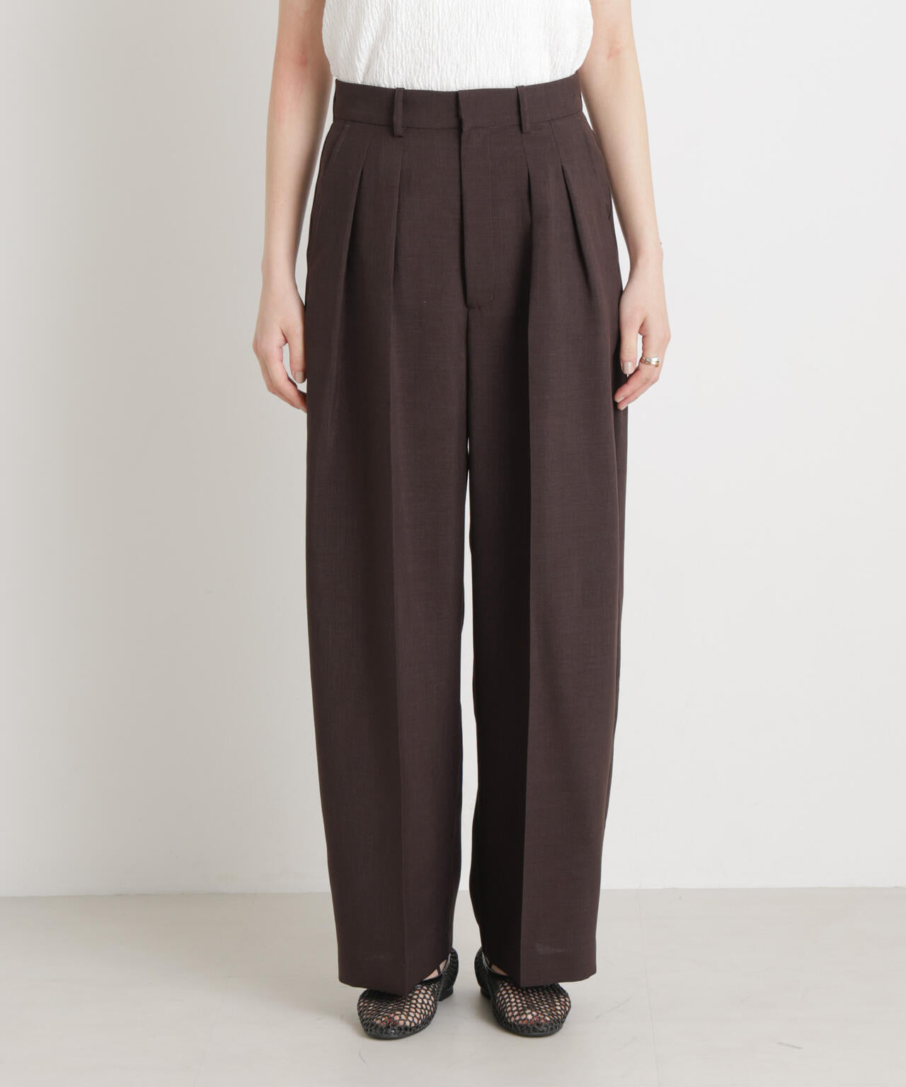 メランジドライ 2タックワイドパンツ(セットアップ可) 6696127305