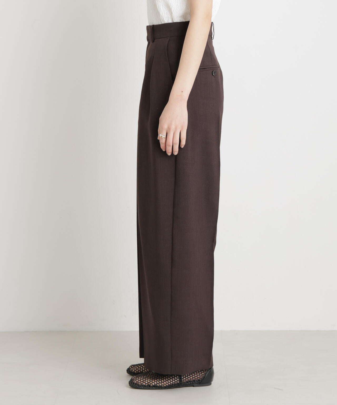 メランジドライ 2タックワイドパンツ(セットアップ可) 6696127305