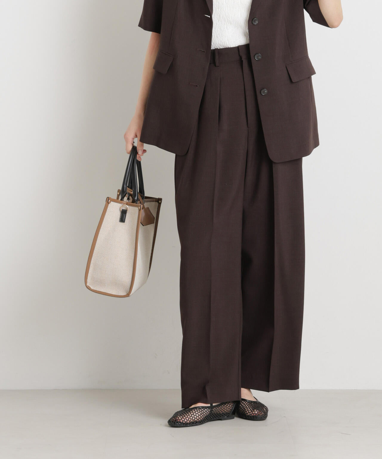 メランジドライ 2タックワイドパンツ(セットアップ可) 6696127305