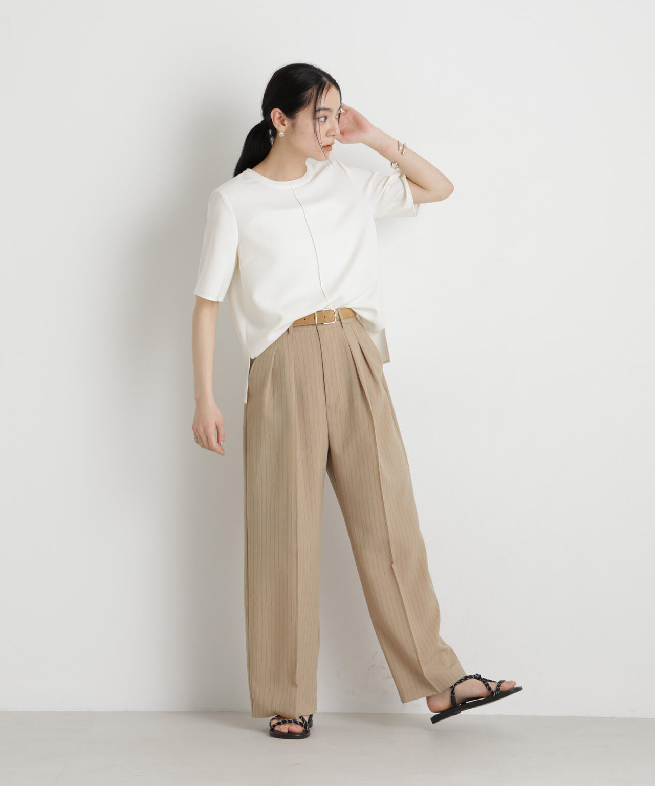 メランジドライ 2タックワイドパンツ(セットアップ可) 6696127305