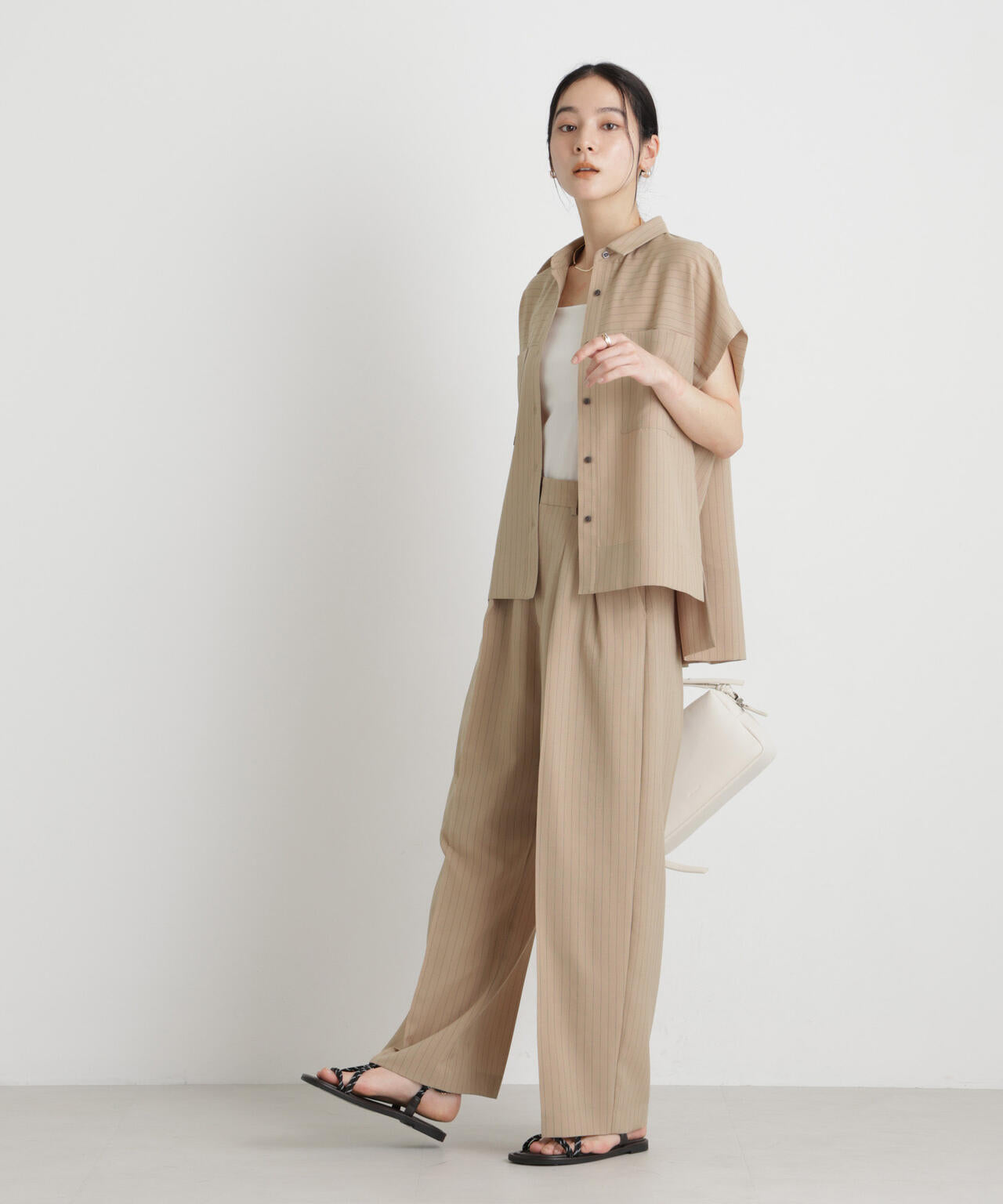 メランジドライ 2タックワイドパンツ(セットアップ可) 6696127305