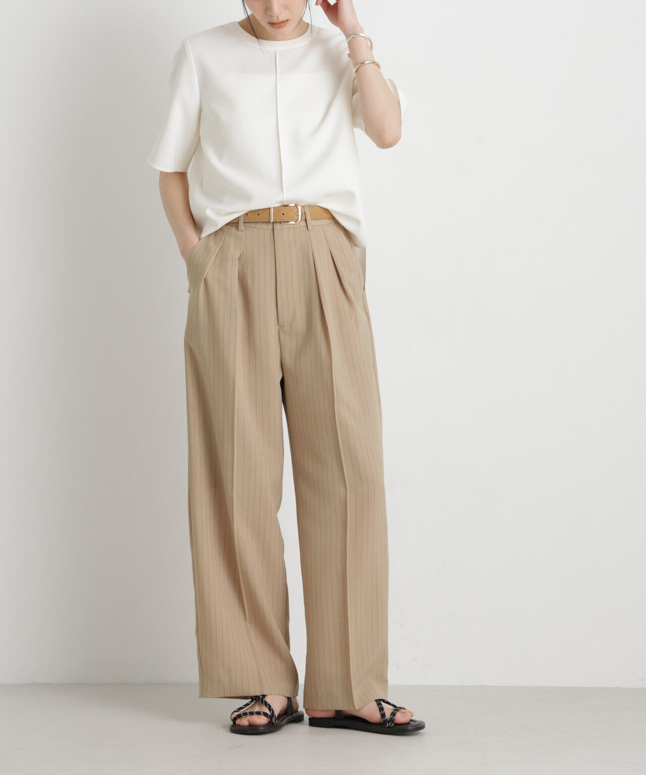 メランジドライ 2タックワイドパンツ(セットアップ可) 6696127305