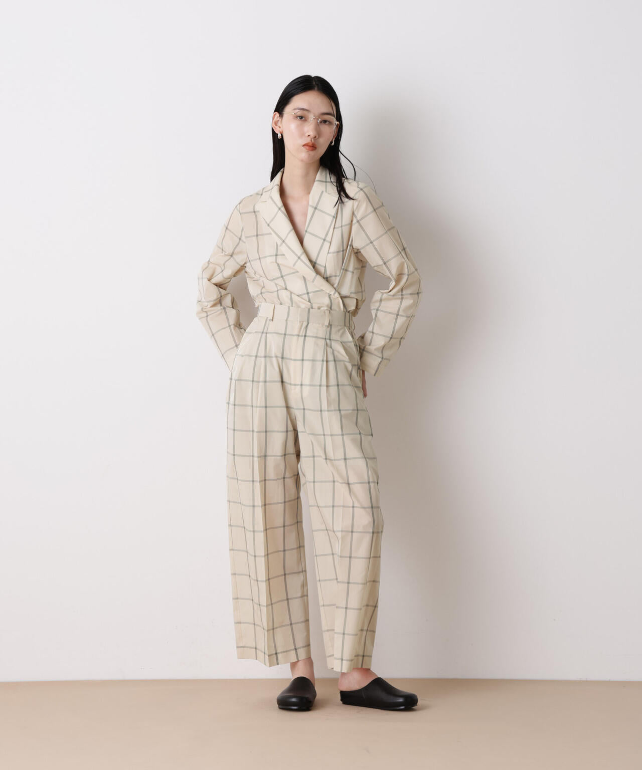 「STEVELOUR」オーガンチェックタックパンツ(セットアップ可) 6696127315