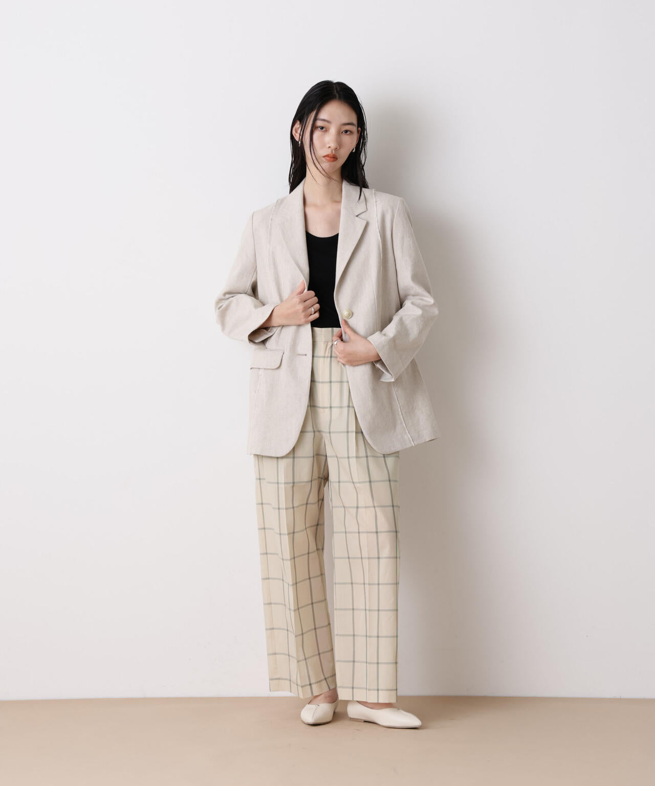 「STEVELOUR」オーガンチェックタックパンツ(セットアップ可) 6696127315