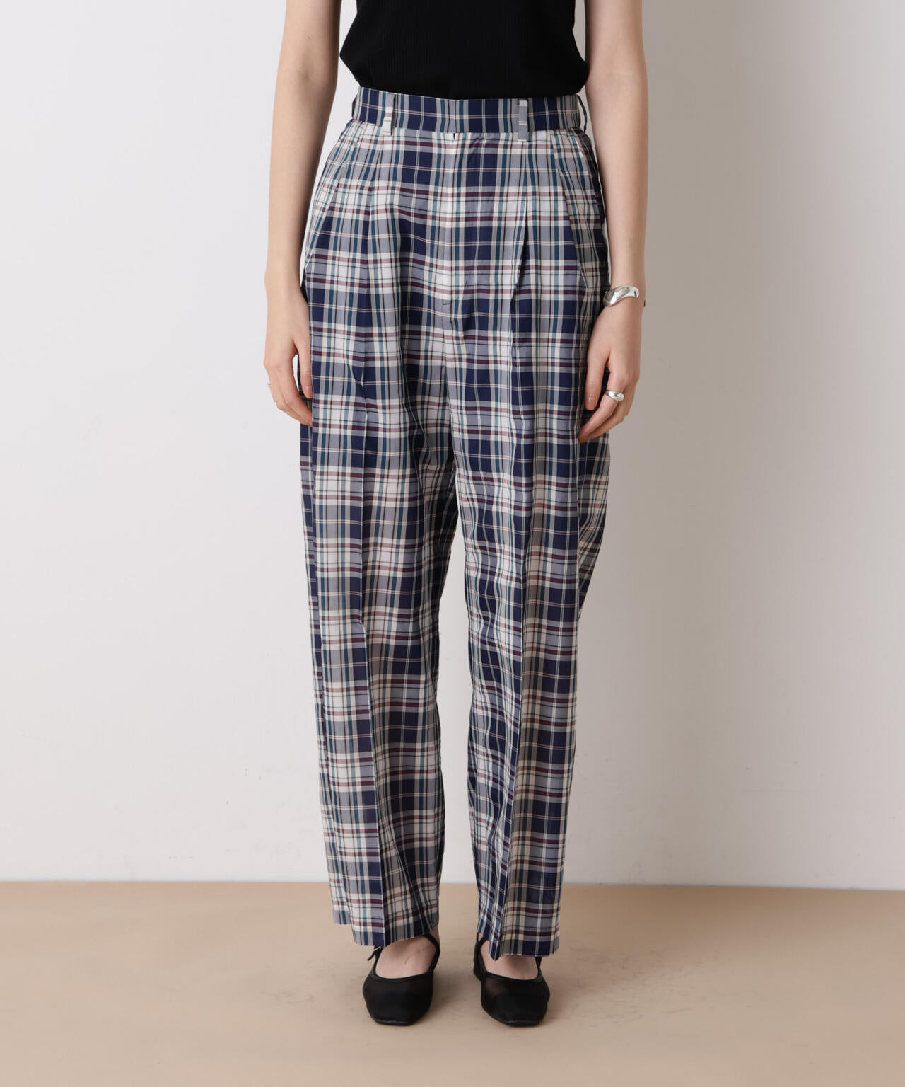 「STEVELOUR」オーガンチェックタックパンツ(セットアップ可) 6696127315
