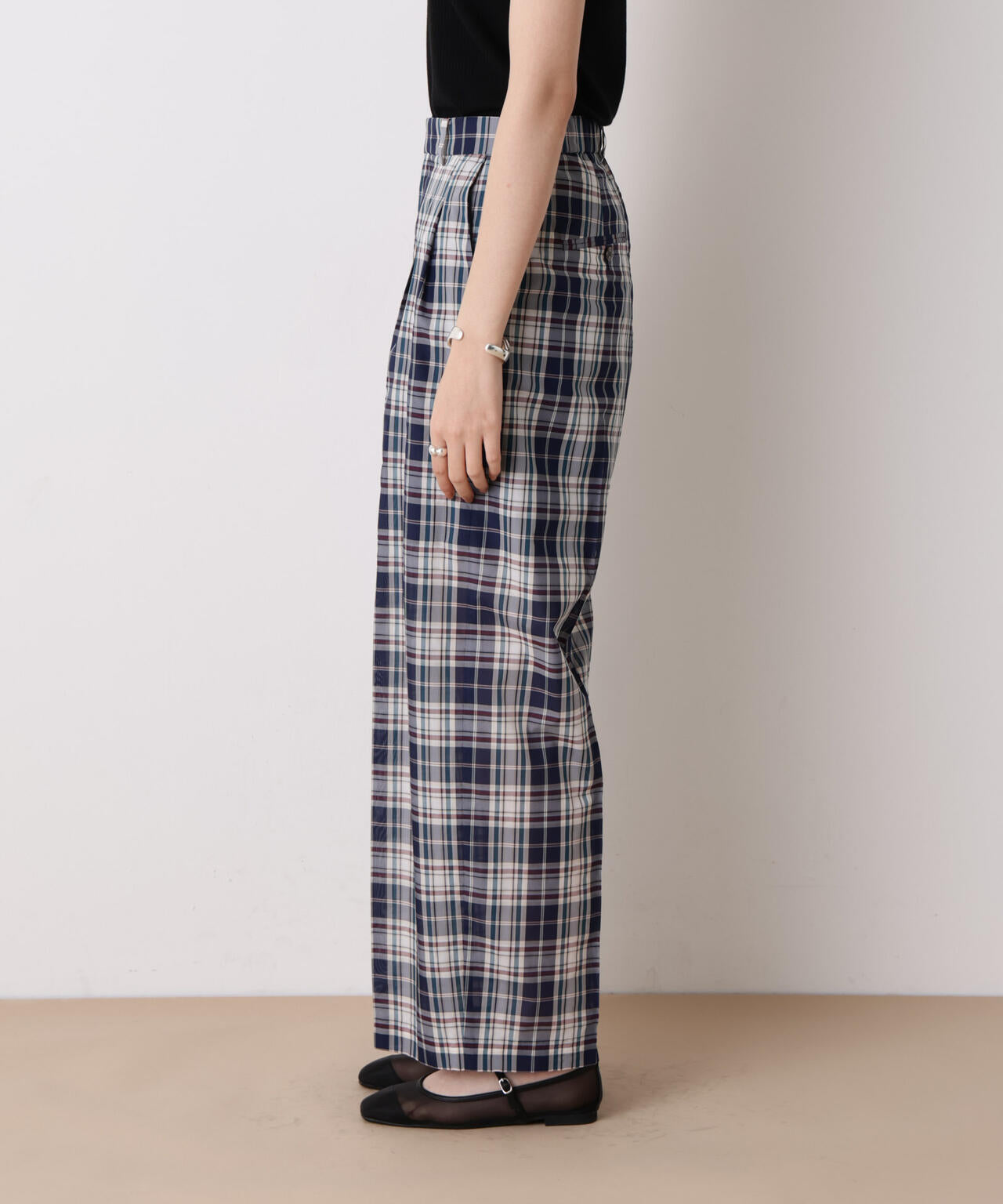 「STEVELOUR」オーガンチェックタックパンツ(セットアップ可) 6696127315