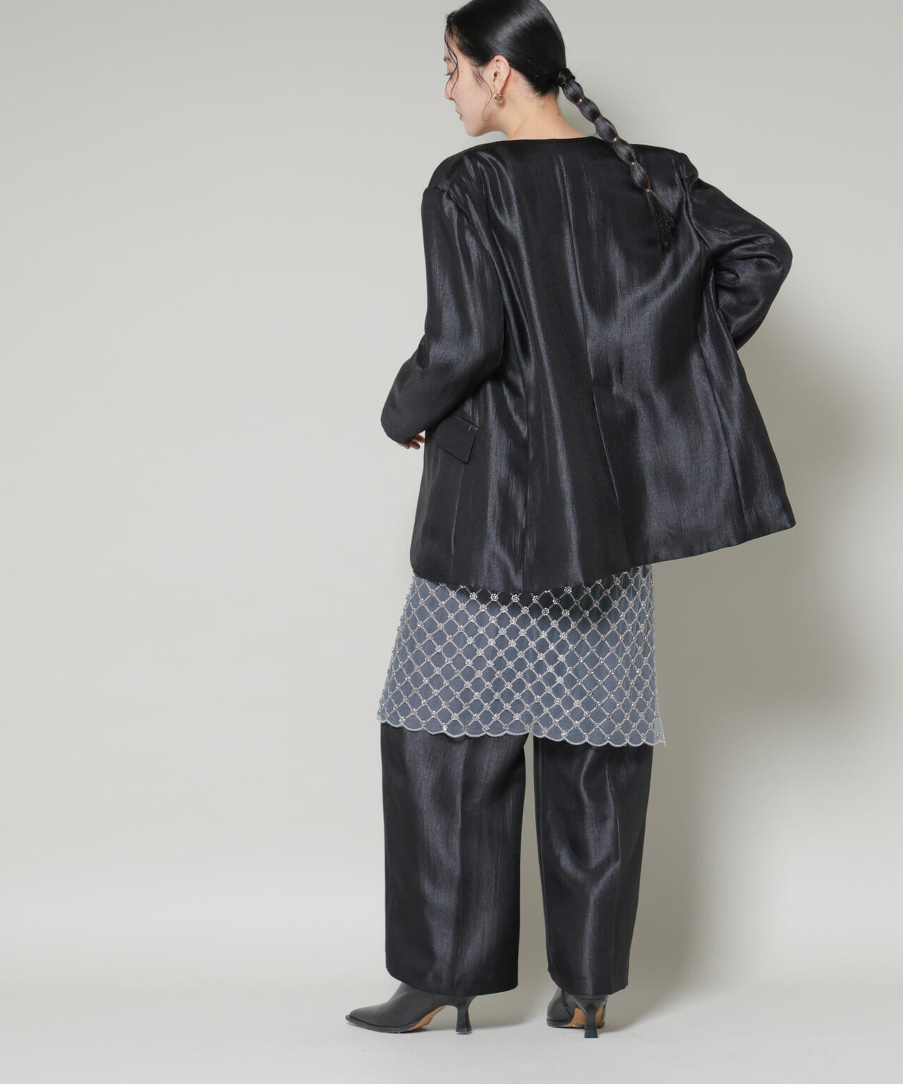 スパンコールビーズ刺繍ラップスカート 6696130300