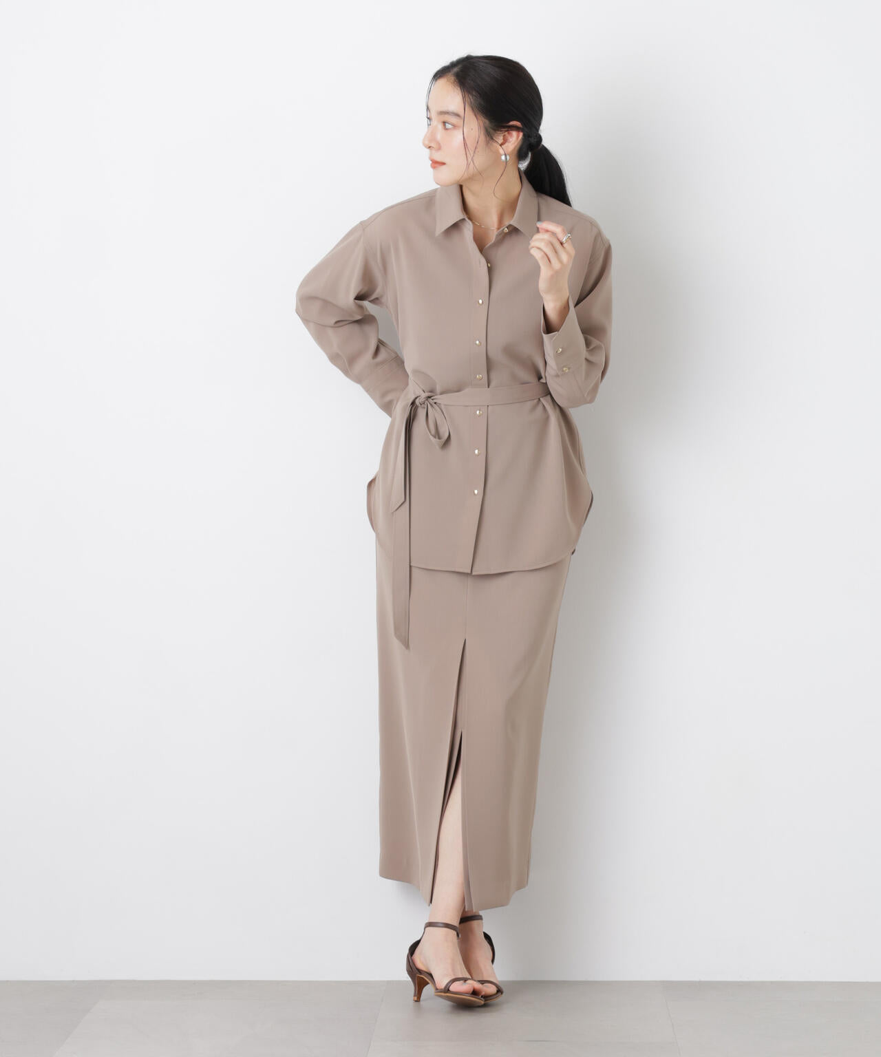 ハイツイスト ドライ タック スリット ロングスカート ( セットアップ 可)