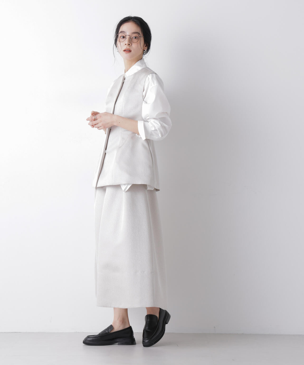 ジャガード ボリュームタック スカート ( セットアップ 可)