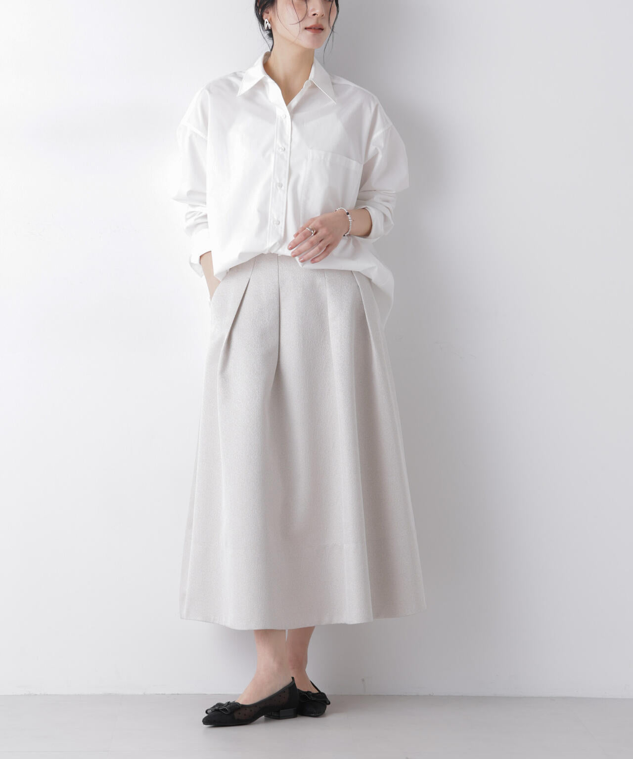 ジャガードボリュームタックスカート(セットアップ可)