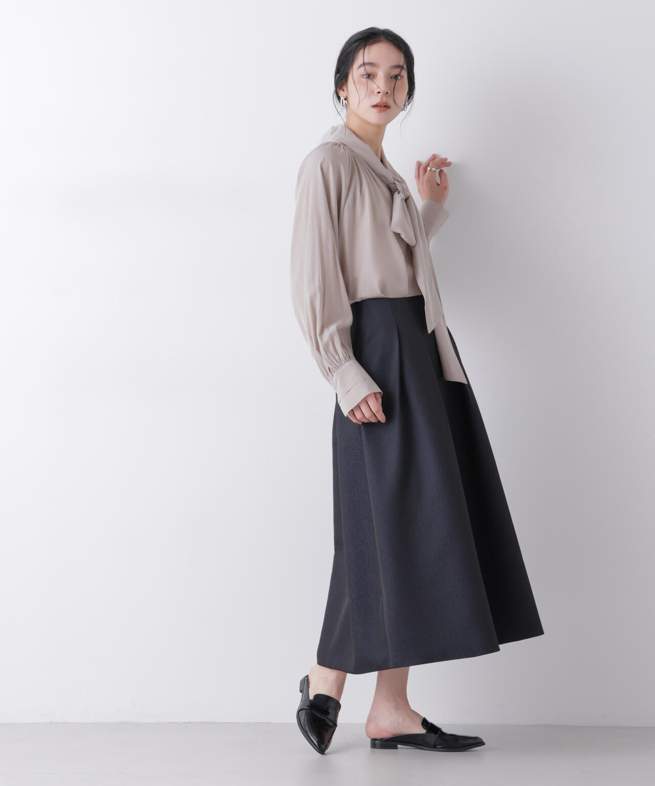 ジャガード ボリュームタック スカート ( セットアップ 可)