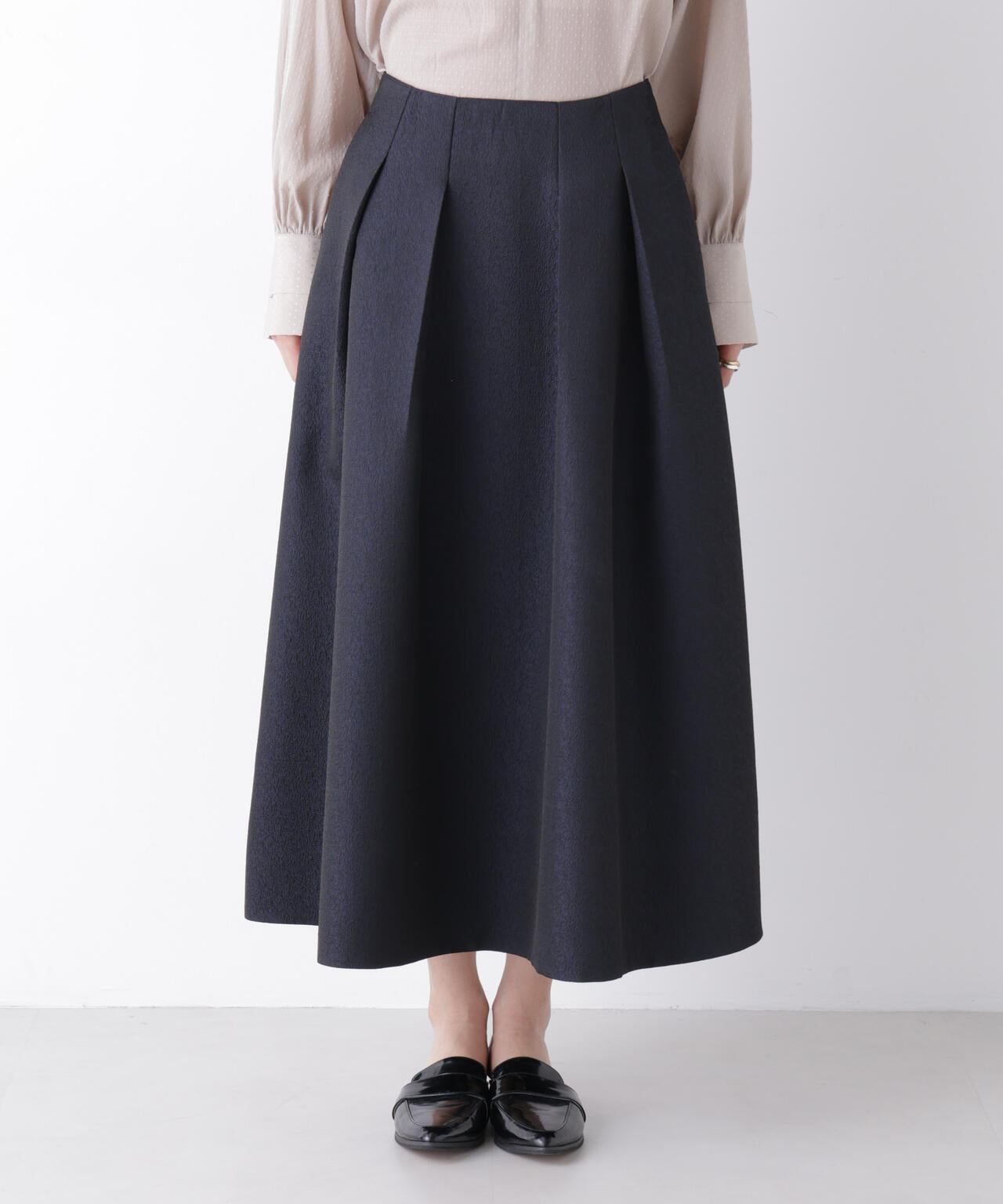 ジャガード ボリュームタック スカート ( セットアップ 可)