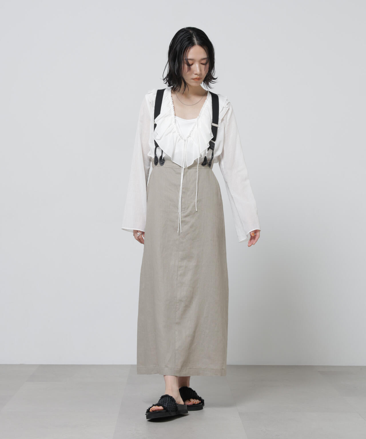 European Flax サスペンダー付きスカート(セットアップ可)