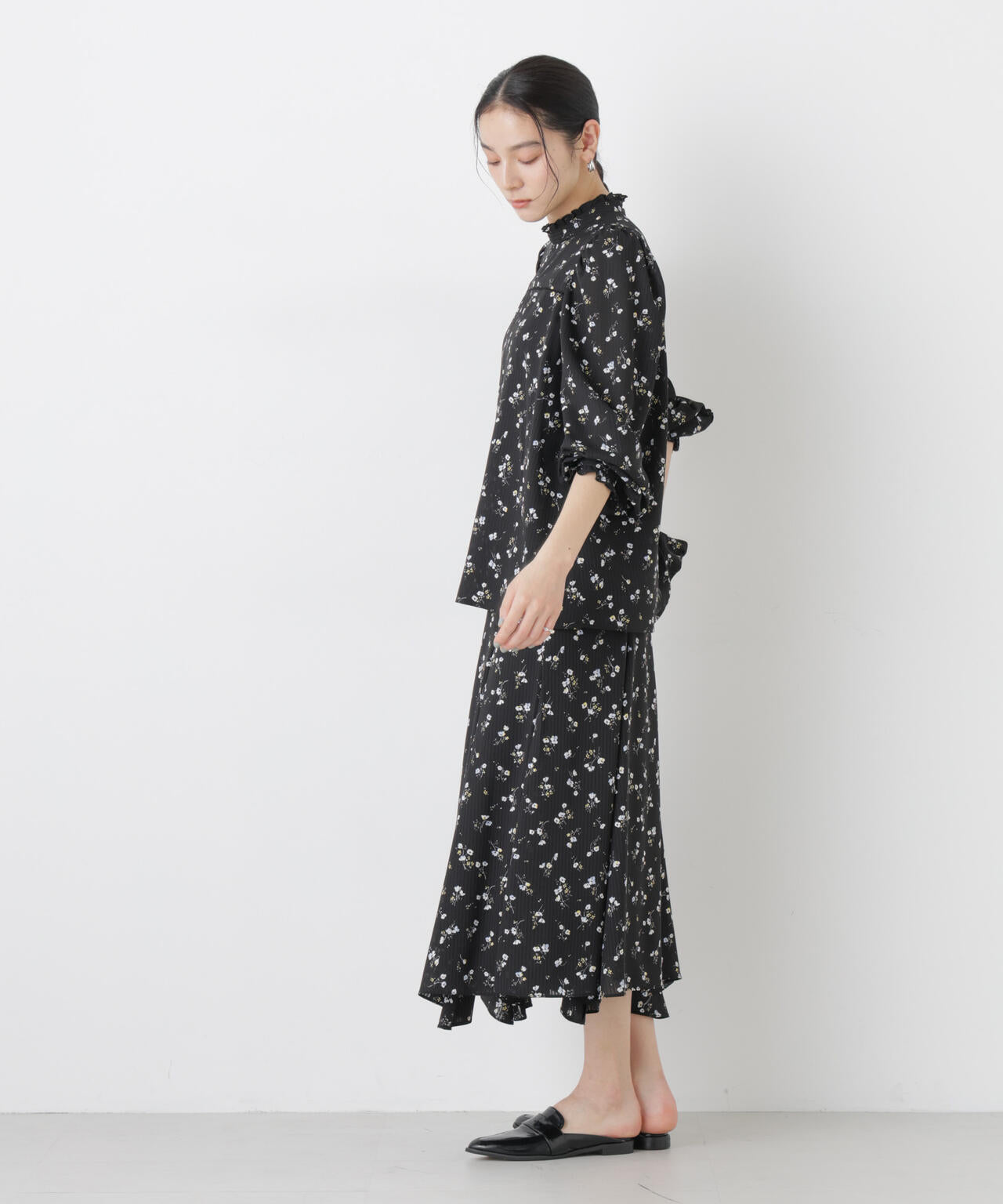 フラワープリントイレヘムタックフレアスカート(セットアップ可) 6696130305