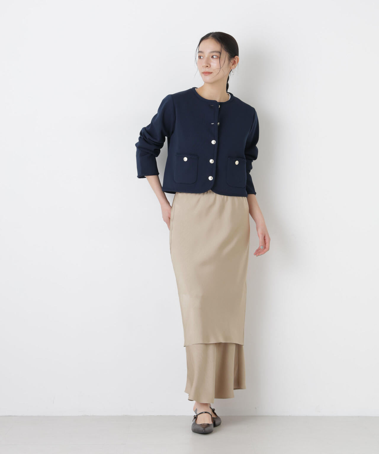 ダブルサテン レイヤード デザイン スカート