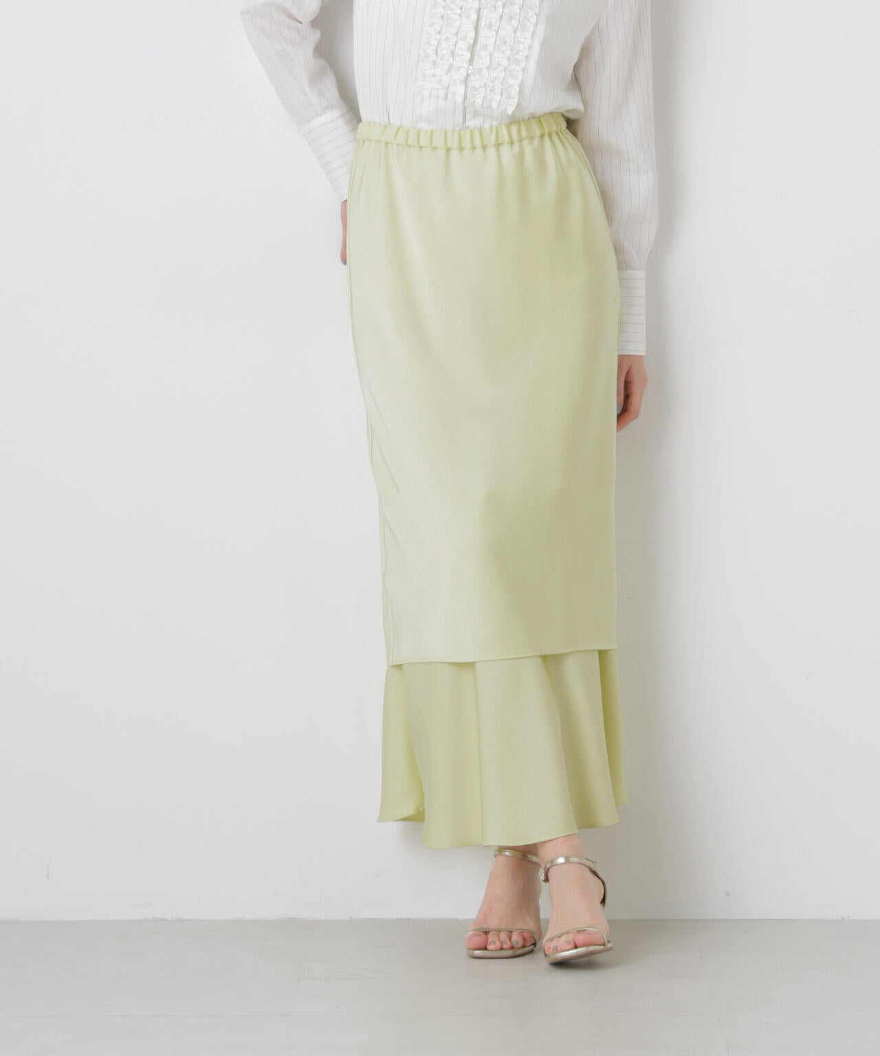 ダブルサテン レイヤード デザイン スカート