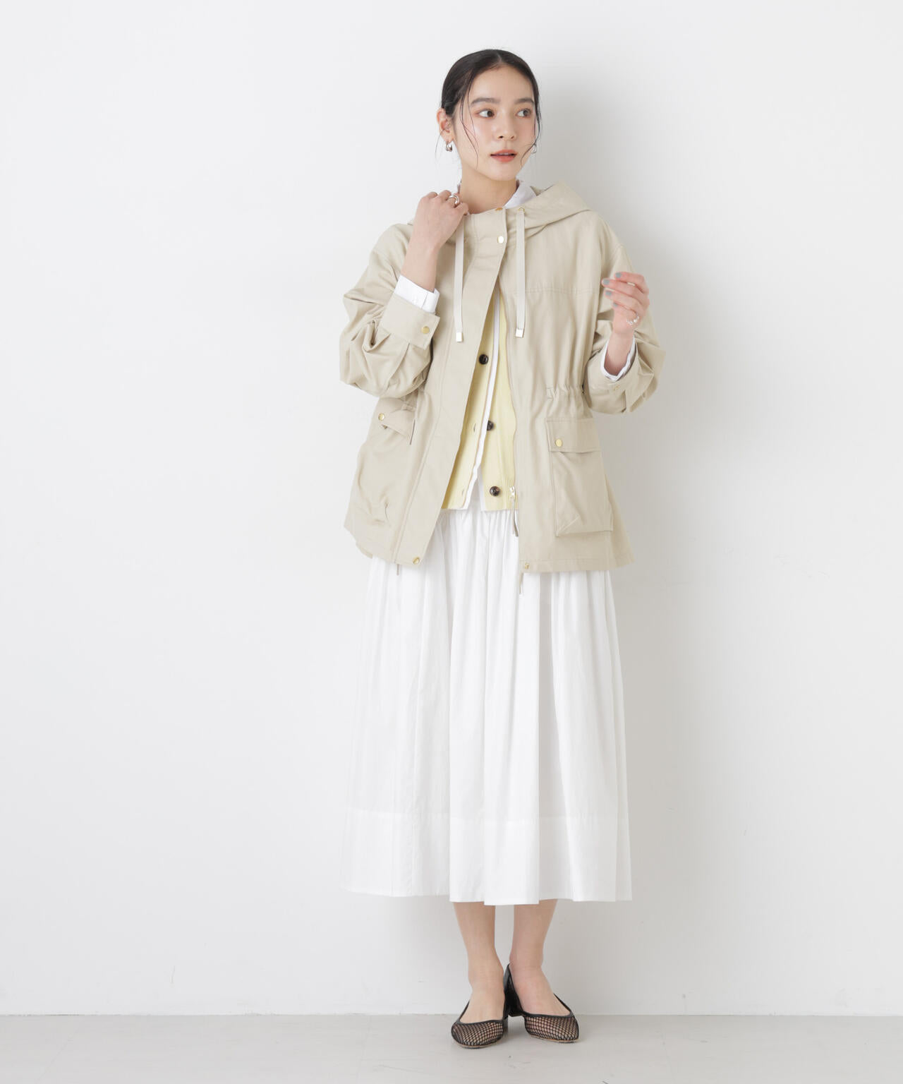 ローギャザー ミディ スカート