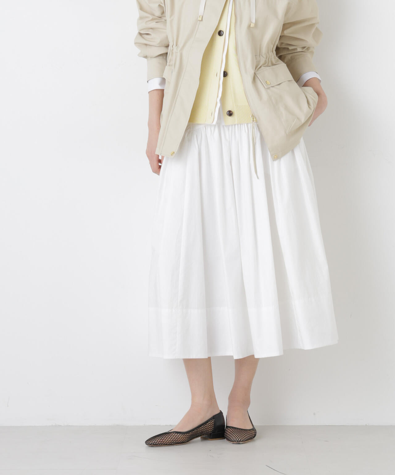 ローギャザー ミディ スカート