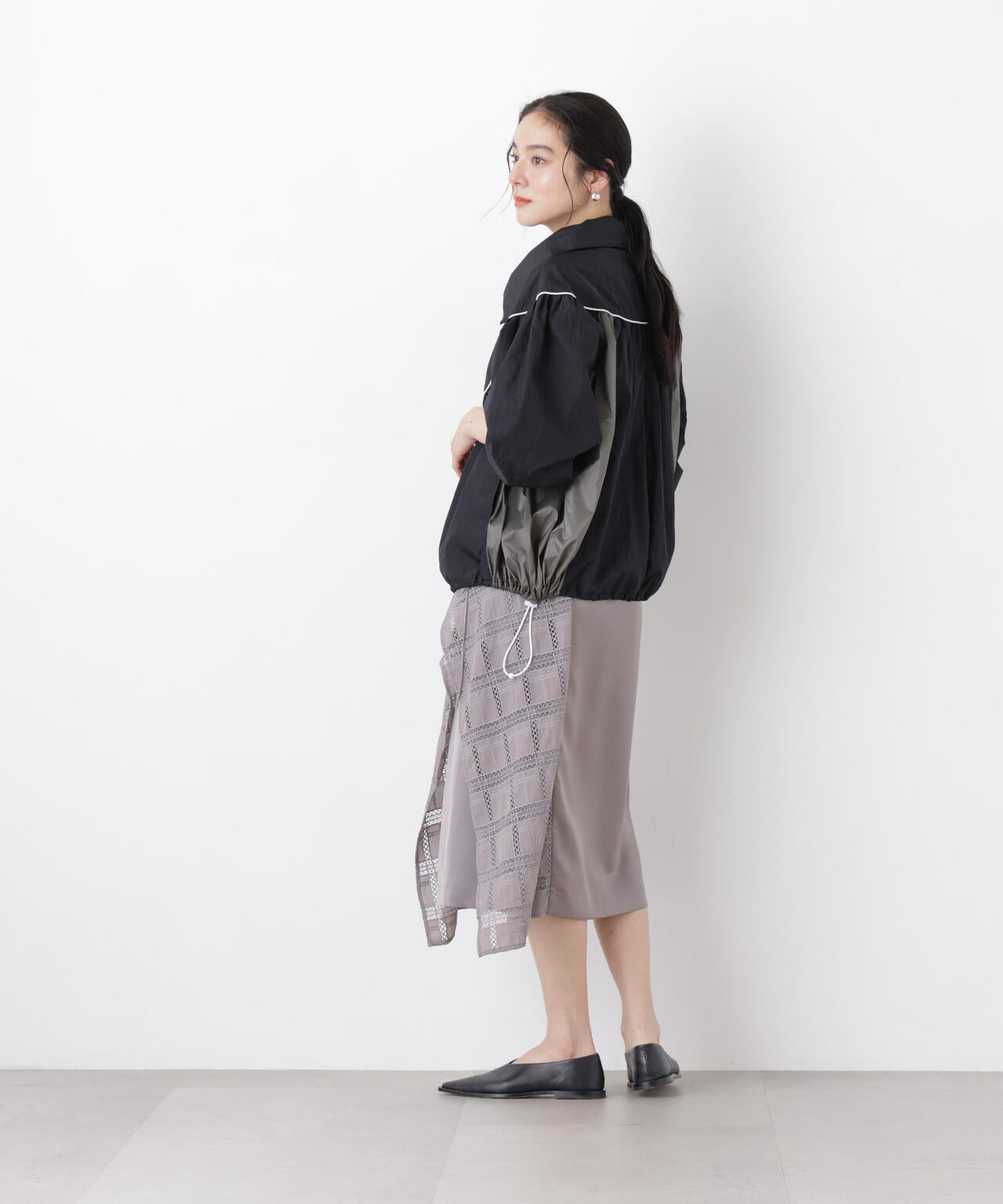 スクエアヘム刺繍レース切り替えスカート 6696130308