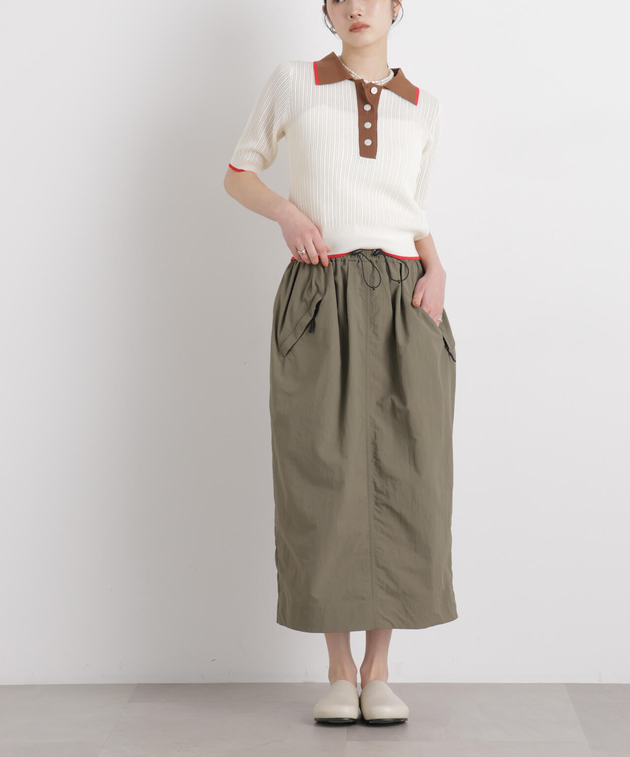 ギャザージップミディスカート