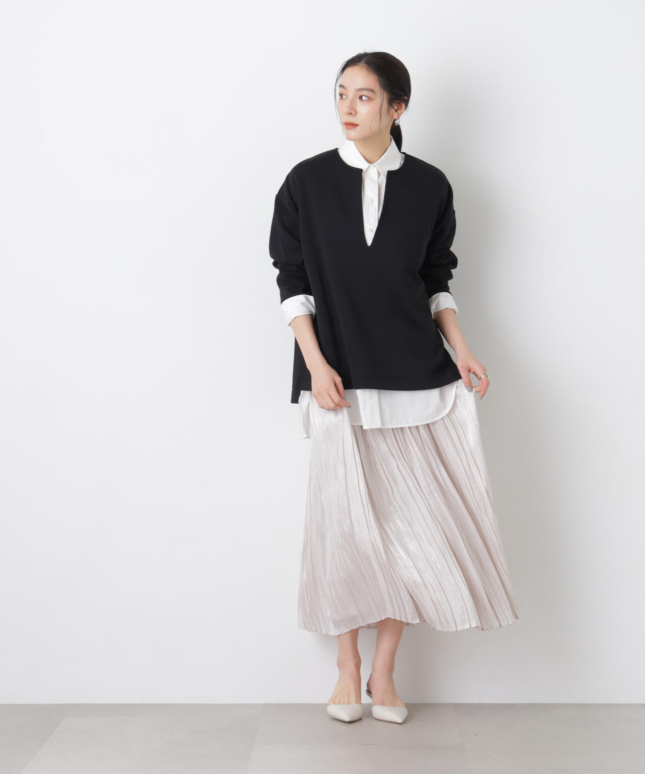 シャイニーサテンプリーツスカート 6696130311