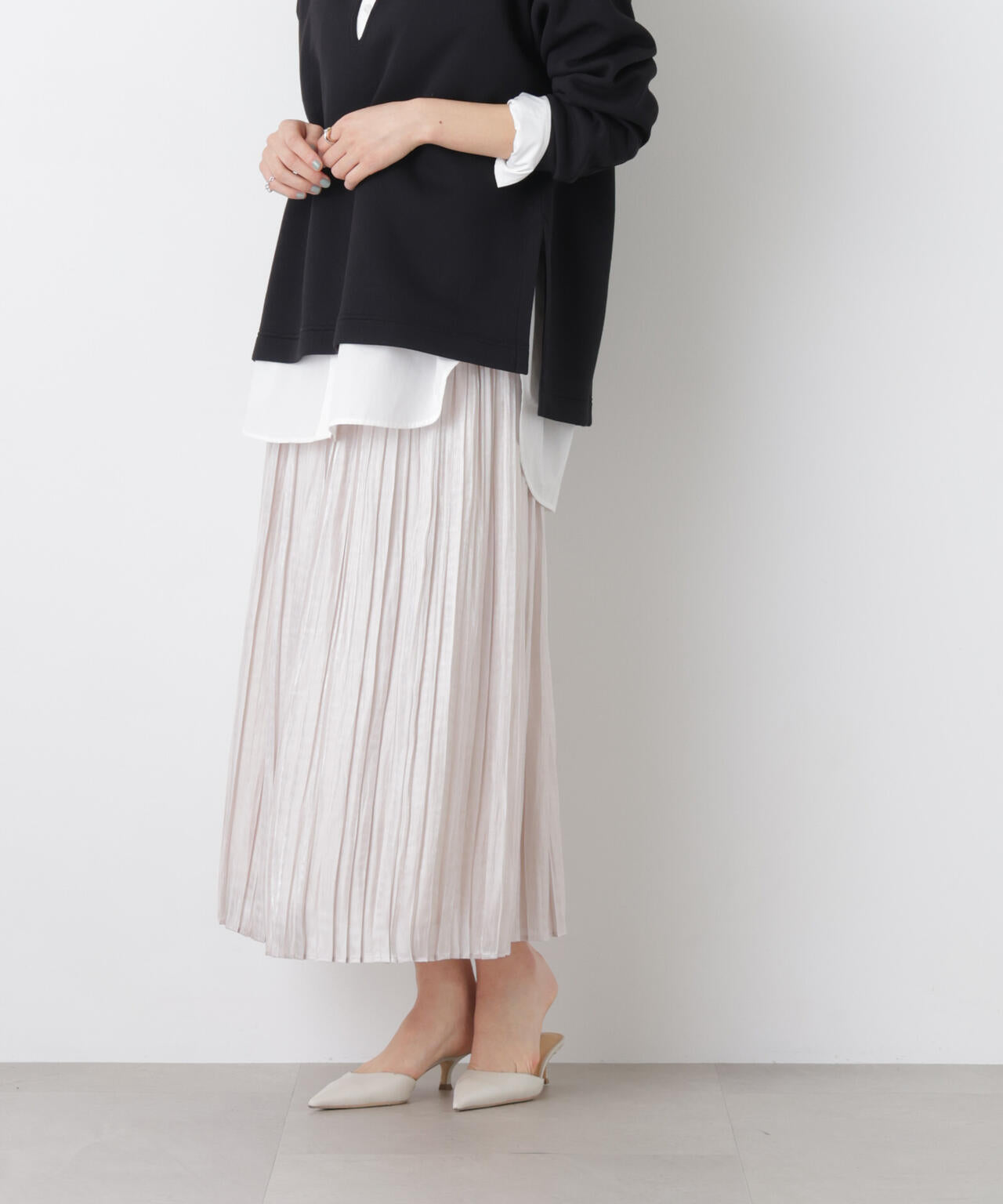 シャイニーサテンプリーツスカート 6696130311